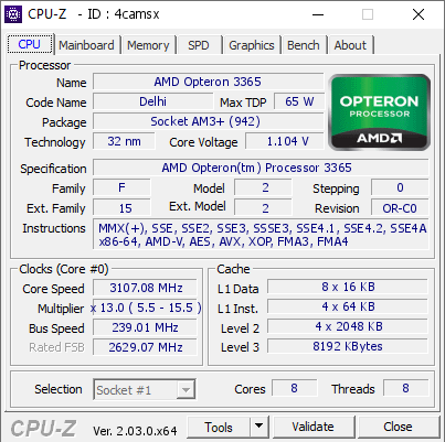 screenshot of CPU-Z validation for Dump [4camsx] - Submitted by  Anonymous  - 2022-10-24 14:29:32