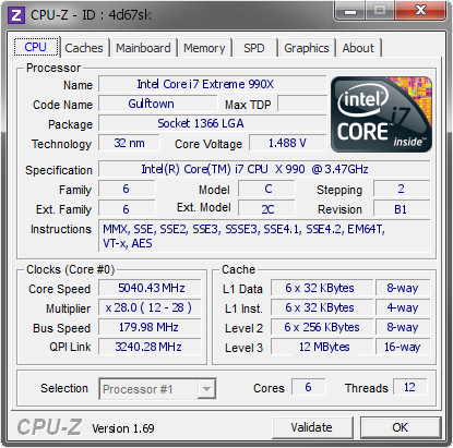 screenshot of CPU-Z validation for Dump [4d67sk] - Submitted by  Big Elf  - 2014-03-25 16:03:44