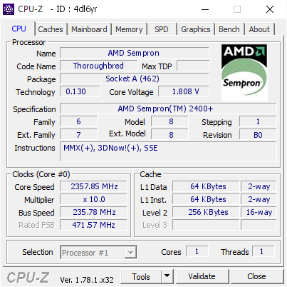 screenshot of CPU-Z validation for Dump [4dl6yr] - Submitted by  oscarcordovilla  - 2017-04-14 21:04:37