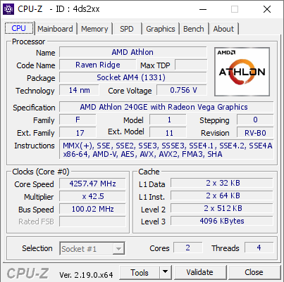 screenshot of CPU-Z validation for Dump [4ds2xx] - Submitted by  ViNsTeR777  - 2026-04-22 03:53:42