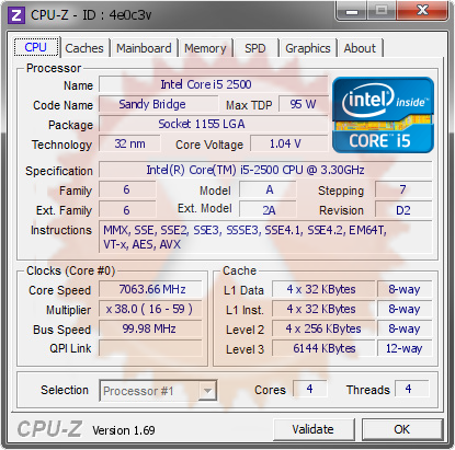 screenshot of CPU-Z validation for Dump [4e0c3v] - Submitted by  ErfanDL  - 2014-04-20 07:04:45