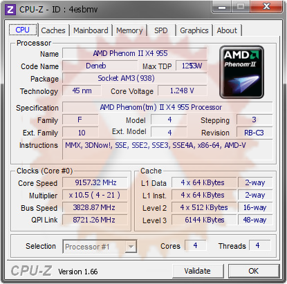 screenshot of CPU-Z validation for Dump [4esbmv] - Submitted by  rikino  - 2013-09-29 17:09:41