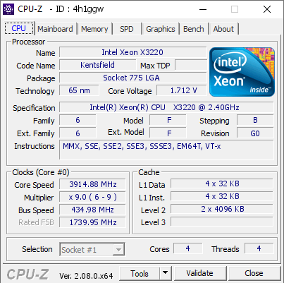 screenshot of CPU-Z validation for Dump [4h1ggw] - Submitted by  Feltyham  - 2024-02-27 22:43:30