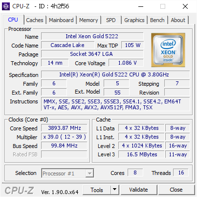 screenshot of CPU-Z validation for Dump [4h2f56] - Submitted by  SHAWN-PC  - 2019-10-20 21:41:33