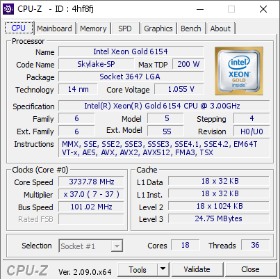 screenshot of CPU-Z validation for Dump [4hf8fj] - Submitted by  Anonymous  - 2024-04-17 00:29:55