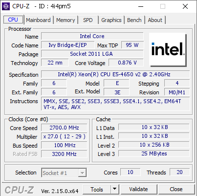 screenshot of CPU-Z validation for Dump [4i4pm5] - Submitted by  Anonymous  - 2025-09-26 23:55:18