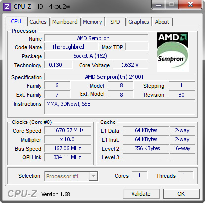 Amd Sempron 1670 57 Mhz Cpu Z Validator