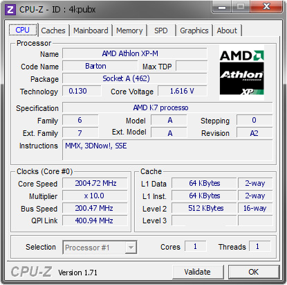 screenshot of CPU-Z validation for Dump [4kpubx] - Submitted by  PC1  - 2015-01-18 03:01:17