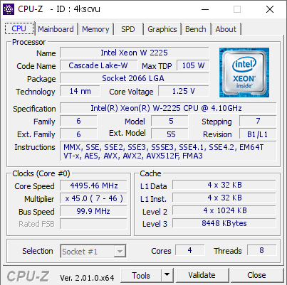 screenshot of CPU-Z validation for Dump [4kscvu] - Submitted by  VSTHEX003  - 2022-07-07 08:34:15