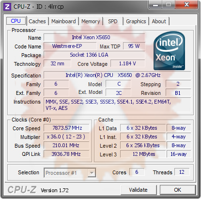 screenshot of CPU-Z validation for Dump [4lrrcp] - Submitted by  Baidu-KZ1608  - 2015-07-24 03:07:02