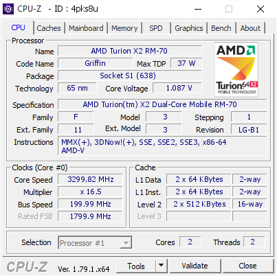 screenshot of CPU-Z validation for Dump [4pks8u] - Submitted by  UNKNOWN-PC  - 2017-06-21 08:08:26