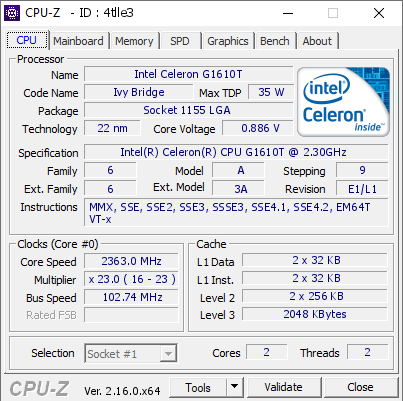 screenshot of CPU-Z validation for Dump [4tlle3] - Submitted by  crazychristik  - 2025-09-27 16:22:05