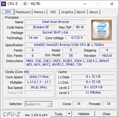 screenshot of CPU-Z validation for Dump [4tz7lb] - Submitted by  Anonymous  - 2024-06-28 22:56:08