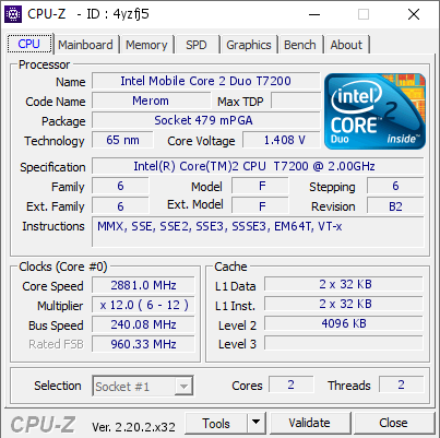 screenshot of CPU-Z validation for Dump [4yzfj5] - Submitted by  Joe90br  - 2026-08-07 23:43:25