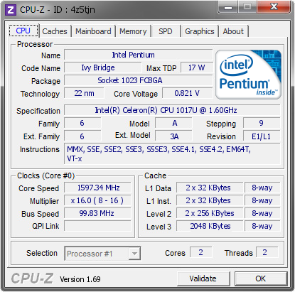 screenshot of CPU-Z validation for Dump [4z5tjn] - Submitted by  WIN7-20140919ZU  - 2014-10-08 13:10:56