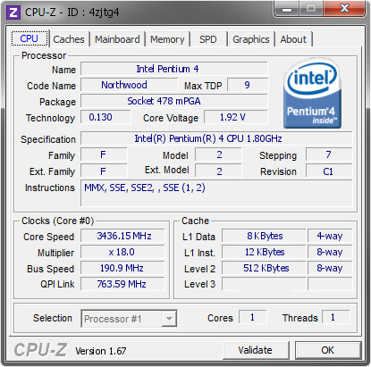 screenshot of CPU-Z validation for Dump [4zjtg4] - Submitted by  knopflerbruce  - 2014-01-07 13:01:03