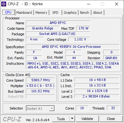 screenshot of CPU-Z validation for Dump [4zsnie] - Submitted by  Anonymous  - 2025-07-12 05:15:23