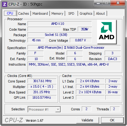 screenshot of CPU-Z validation for Dump [50hgzc] - Submitted by  PCOS-1406212244  - 2014-06-21 20:06:17