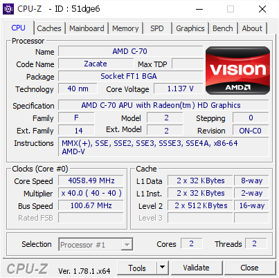 screenshot of CPU-Z validation for Dump [51dge6] - Submitted by  Anonymous  - 2017-01-31 21:38:09