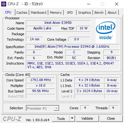 screenshot of CPU-Z validation for Dump [51trz0] - Submitted by  Anonymous  - 2019-09-17 19:11:24