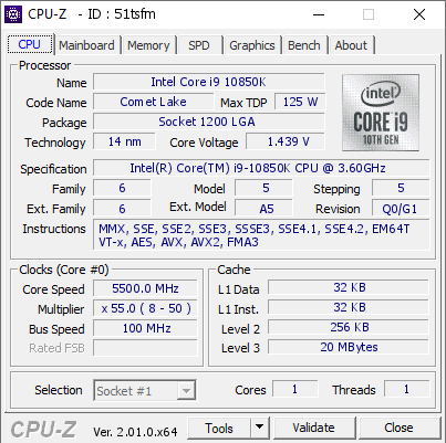 screenshot of CPU-Z validation for Dump [51tsfm] - Submitted by  REVERIE  - 2022-07-01 23:12:15