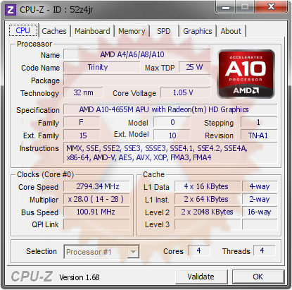screenshot of CPU-Z validation for Dump [52z4jr] - Submitted by  KARAN  - 2014-03-06 20:03:18