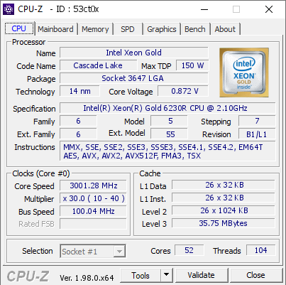 screenshot of CPU-Z validation for Dump [53ct0x] - Submitted by  Anonymous  - 2021-12-14 15:25:57