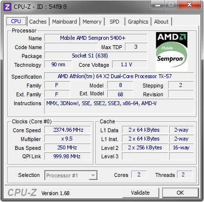 screenshot of CPU-Z validation for Dump [54f8r8] - Submitted by  pcwerman  - 2014-03-14 08:03:24