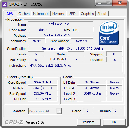 screenshot of CPU-Z validation for Dump [55utbv] - Submitted by  DELL  - 2013-09-01 19:09:04