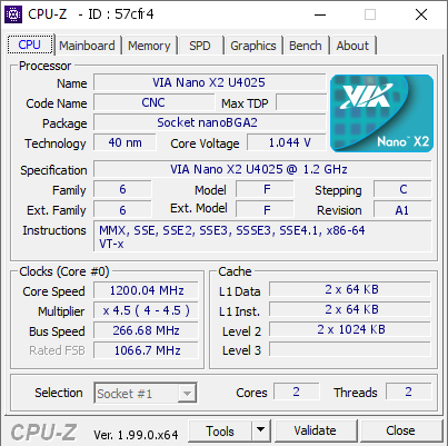 screenshot of CPU-Z validation for Dump [57cfr4] - Submitted by  Anonymous  - 2022-01-19 14:37:43