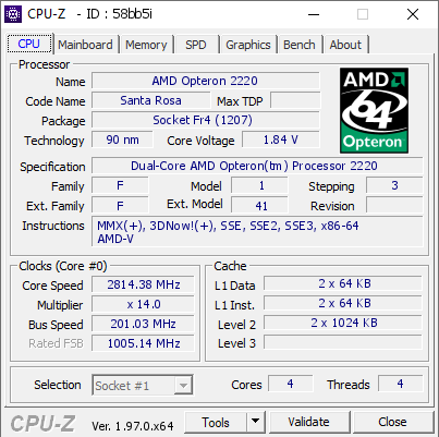 screenshot of CPU-Z validation for Dump [58bb5i] - Submitted by  Anonymous  - 2021-10-18 18:49:16