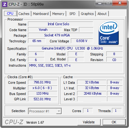 screenshot of CPU-Z validation for Dump [58p98e] - Submitted by  UTTIENPC  - 2014-02-04 04:02:34