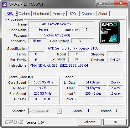 screenshot of CPU-Z validation for Dump [58wj8a] - Submitted by  LIGHT-PC  - 2013-12-26 14:12:02