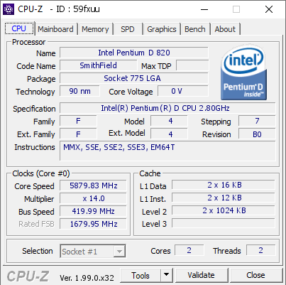 screenshot of CPU-Z validation for Dump [59fxuu] - Submitted by  Eisbaer798  - 2023-04-27 19:06:11
