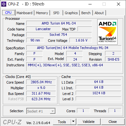 screenshot of CPU-Z validation for Dump [59zvzb] - Submitted by  FOOLED-PC  - 2026-05-08 21:06:55