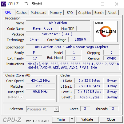 screenshot of CPU-Z validation for Dump [5bybtl] - Submitted by  SHRIMPBRIME  - 2019-04-12 05:41:59