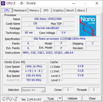 screenshot of CPU-Z validation for Dump [5crenv] - Submitted by  122-ПК  - 2024-02-07 09:44:10