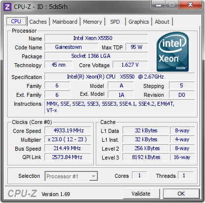 screenshot of CPU-Z validation for Dump [5ds5rh] - Submitted by  alphascout  - 2014-10-01 03:10:24
