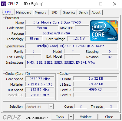screenshot of CPU-Z validation for Dump [5g1eq1] - Submitted by  IDEAFIX  - 2023-10-14 15:20:37