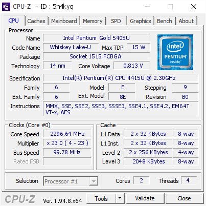 screenshot of CPU-Z validation for Dump [5h4kyq] - Submitted by  DESKTOP-2CPHP97  - 2020-12-07 20:10:18