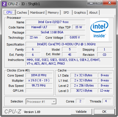 screenshot of CPU-Z validation for Dump [5hg6b1] - Submitted by  LENOVO-PC  - 2015-03-28 15:03:18