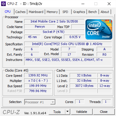 screenshot of CPU-Z validation for Dump [5mdp2v] - Submitted by  DESKTOP-OEFTBP2  - 2020-02-06 15:14:49