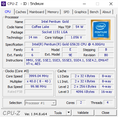 screenshot of CPU-Z validation for Dump [5ndwuw] - Submitted by  WIN-RF575KLIPUC  - 2021-01-18 22:06:49