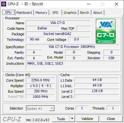 screenshot of CPU-Z validation for Dump [5pyyst] - Submitted by  IdeaFix  - 2022-10-19 14:48:40
