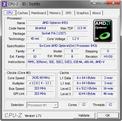 screenshot of CPU-Z validation for Dump [5q43br] - Submitted by  IvTK  - 2014-11-02 22:11:13