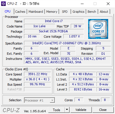 screenshot of CPU-Z validation for Dump [5r5ths] - Submitted by  Anonymous  - 2021-04-09 13:39:26