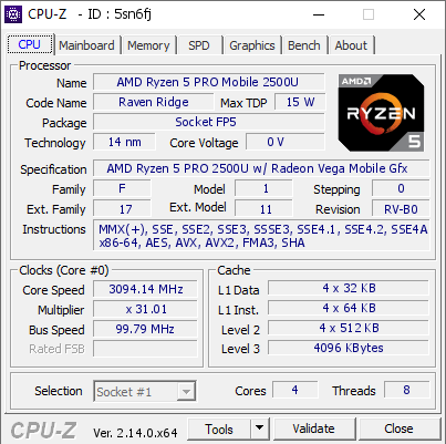 screenshot of CPU-Z validation for Dump [5sn6fj] - Submitted by  Anonymous  - 2025-03-14 06:43:44