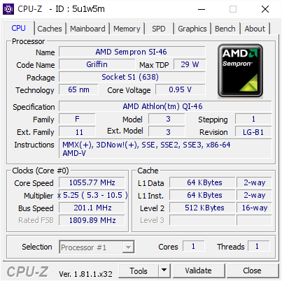 screenshot of CPU-Z validation for Dump [5u1w5m] - Submitted by  DNS  - 2017-12-21 10:23:41