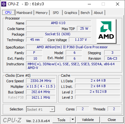 screenshot of CPU-Z validation for Dump [61sky3] - Submitted by  DESKTOP-PQIBNU1  - 2025-01-29 20:51:37