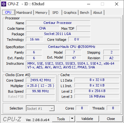 screenshot of CPU-Z validation for Dump [63sdud] - Submitted by  Rabbit_AF  - 2024-04-17 10:24:31
